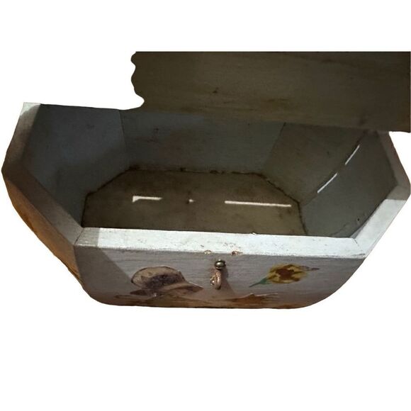 Vintage Hand painted Wood Rectangular Decoupage Handbag Purse Children Floral - Picture 14 of 16